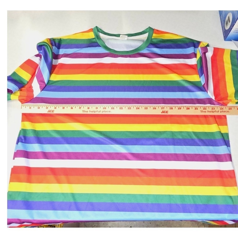 LGBTQ+ Rainbow Pride Shirt Unisex 3X Multicolor Striped Tee Rainbowcore Pride